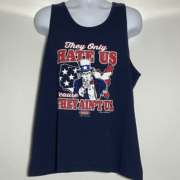 Smack Apparel Tank Top They Hate Us 'Cause They Ain't Us Navy Blue Size XL - Picture 1 of 4